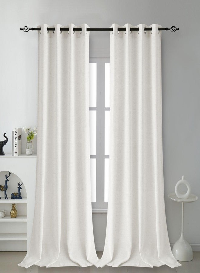 TMLTCOR Natural Linen Curtains for Living Room Bedroom,Window Drapes Sheer Linen Curtains,Light Filtering Linen Curtains 96 Inches Long,52 Wide,2 Panels - Image 1